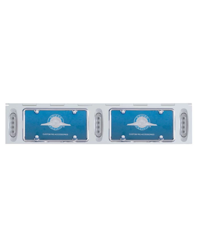 (BULK) STAINLESS STEEL TWO LICENSE PLATE HOLDER WITH THREE 4 AMBER LED REFLECTOR LIGHTS - CLEAR LENS (BULK) STAINLESS STEEL TWO LICENSE PLATE HOLDER WITH THREE 4 AMBER LED REFLECTOR LIGHTS - CLEAR LENS
