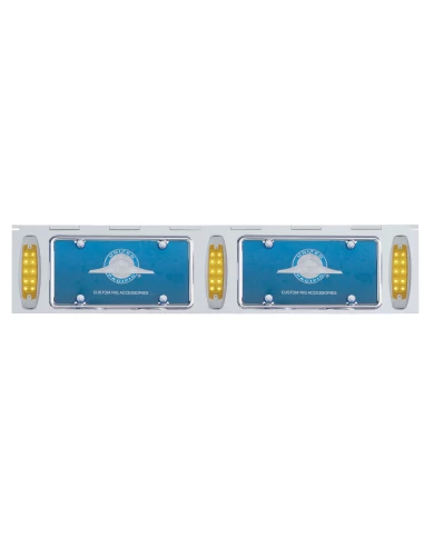 (BULK) STAINLESS STEEL TWO LICENSE PLATE HOLDER WITH THREE 10 AMBER LED REFLECTOR LIGHTS - AMBER LENS (BULK) STAINLESS STEEL TWO LICENSE PLATE HOLDER WITH THREE 10 AMBER LED REFLECTOR LIGHTS - AMBER LENS