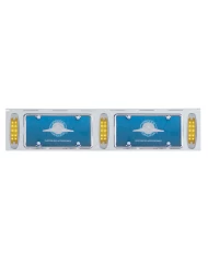 (BULK) STAINLESS STEEL TWO LICENSE PLATE HOLDER WITH THREE 10 AMBER LED REFLECTOR LIGHTS - AMBER LENS (BULK) STAINLESS STEEL TWO LICENSE PLATE HOLDER WITH THREE 10 AMBER LED REFLECTOR LIGHTS - AMBER LENS