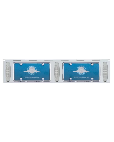 (BULK) STAINLESS STEEL TWO LICENSE PLATE HOLDER WITH THREE 10 AMBER LED REFLECTOR LIGHTS - CLEAR LENS (BULK) STAINLESS STEEL TWO LICENSE PLATE HOLDER WITH THREE 10 AMBER LED REFLECTOR LIGHTS - CLEAR LENS