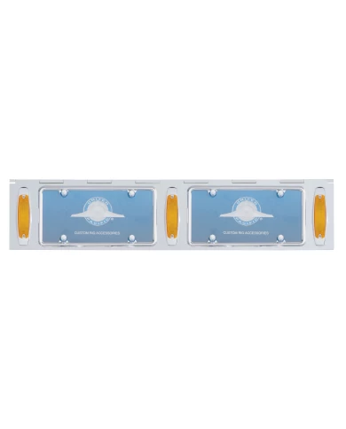 (BULK) STAINLESS STEEL TWO LICENSE PLATE HOLDER WITH THREE 12 AMBER LED RECTANGULAR LIGHTS - AMBER LENS