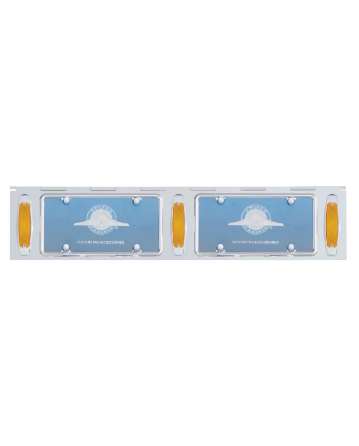 (BULK) STAINLESS STEEL TWO LICENSE PLATE HOLDER WITH THREE 12 AMBER LED RECTANGULAR LIGHTS - AMBER LENS (BULK) STAINLESS STEEL TWO LICENSE PLATE HOLDER WITH THREE 12 AMBER LED RECTANGULAR LIGHTS - AMBER LENS