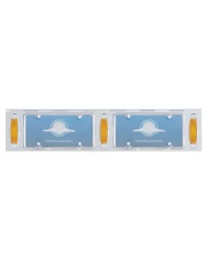 (BULK) STAINLESS STEEL TWO LICENSE PLATE HOLDER WITH THREE 12 AMBER LED RECTANGULAR LIGHTS - AMBER LENS (BULK) STAINLESS STEEL TWO LICENSE PLATE HOLDER WITH THREE 12 AMBER LED RECTANGULAR LIGHTS - AMBER LENS