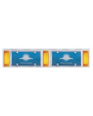 (BULK) STAINLESS STEEL TWO LICENSE PLATE HOLDER WITH THREE 21 AMBER LED RECTANGULAR LIGHTS - AMBER LENS (BULK) STAINLESS STEEL TWO LICENSE PLATE HOLDER WITH THREE 21 AMBER LED RECTANGULAR LIGHTS - AMBER LENS