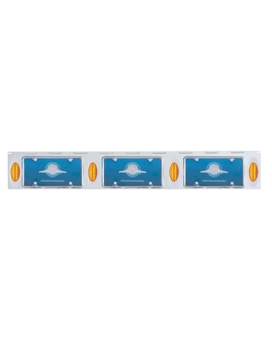(BULK) STAINLESS STEEL THREE LICENSE PLATE HOLDER WITH FOUR 12 AMBER LED "PHANTOM I" LIGHTS - AMBER LENS (BULK) STAINLESS STEEL THREE LICENSE PLATE HOLDER WITH FOUR 12 AMBER LED "PHANTOM I" LIGHTS - AMBER LENS