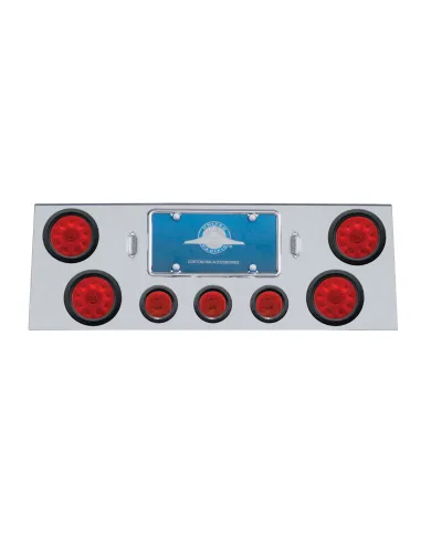 UP34700-SS Rear Center Panel With 4X 10 LED 4" Lights & 3X 13 LED 2.5" Lights -Red LED & Lens
