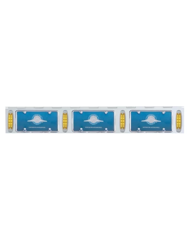 (BULK) STAINLESS STEEL THREE LICENSE PLATE HOLDER WITH FOUR 10 AMBER LED REFLECTOR LIGHTS - AMBER LENS (BULK) STAINLESS STEEL THREE LICENSE PLATE HOLDER WITH FOUR 10 AMBER LED REFLECTOR LIGHTS - AMBER LENS