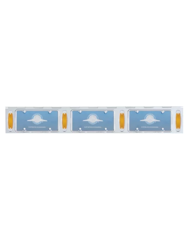 (BULK) STAINLESS STEEL THREE LICENSE PLATE HOLDER WITH FOUR 12 AMBER LED RECTANGULAR LIGHTS - AMBER LENS (BULK) STAINLESS STEEL THREE LICENSE PLATE HOLDER WITH FOUR 12 AMBER LED RECTANGULAR LIGHTS - AMBER LENS
