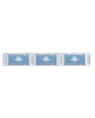 (BULK) STAINLESS STEEL THREE LICENSE PLATE HOLDER WITH FOUR 12 AMBER LED RECTANGULAR LIGHTS - CLEAR LENS (BULK) STAINLESS STEEL THREE LICENSE PLATE HOLDER WITH FOUR 12 AMBER LED RECTANGULAR LIGHTS - CLEAR LENS