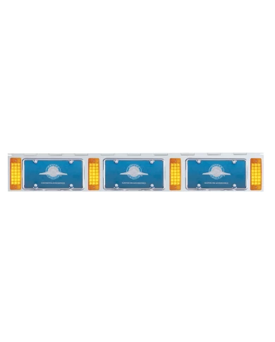 (BULK) STAINLESS STEEL THREE LICENSE PLATE HOLDER WITH FOUR 21 AMBER LED RECTANGULAR LIGHTS - AMBER LENS (BULK) STAINLESS STEEL THREE LICENSE PLATE HOLDER WITH FOUR 21 AMBER LED RECTANGULAR LIGHTS - AMBER LENS