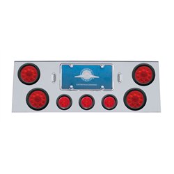 UP34701-SS Rear Center Panel With 4X 10 LED 4" Lights & 3X 13 LED 2.5" Beehive Lights -Red LED & Lens
