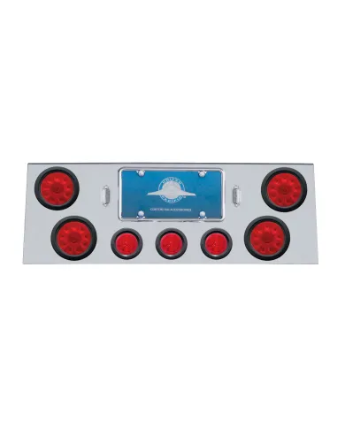 UP34701-SS Rear Center Panel With 4X 10 LED 4" Lights & 3X 13 LED 2.5" Beehive Lights -Red LED & Lens