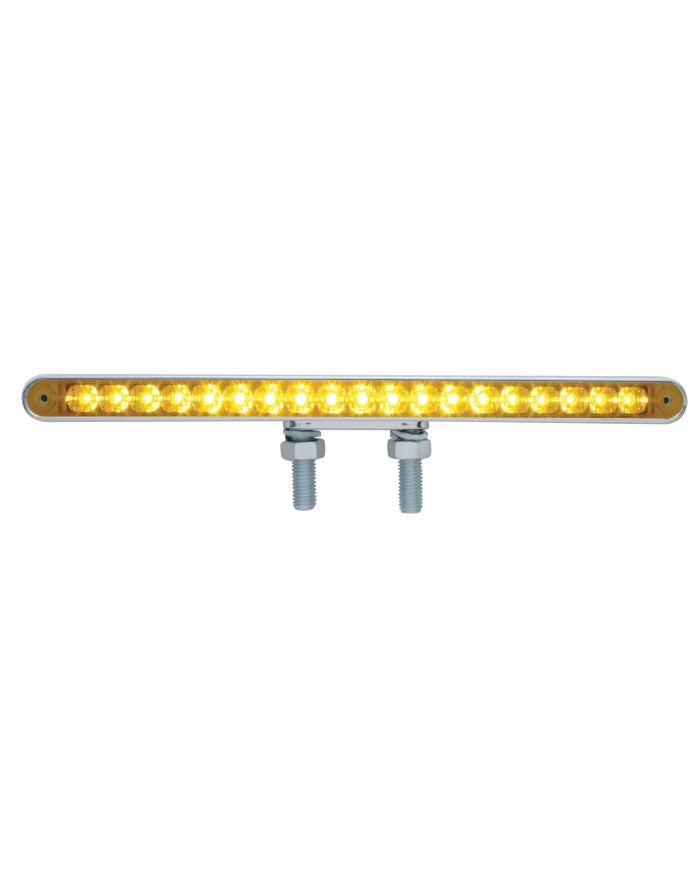(CARD) CHROME PLASTIC 19 AMBER/AMBER LED 12" DOUBLE FACE AUXILIARY REFLECTOR LIGHT BAR - AMBER/AMBER LENS