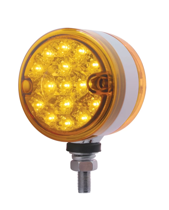 (CARD) 15 AMBER/15 RED LED 3" DUAL FUNCTION DOUBLE FACE REFLECTOR LIGHT - AMBER/RED LENS