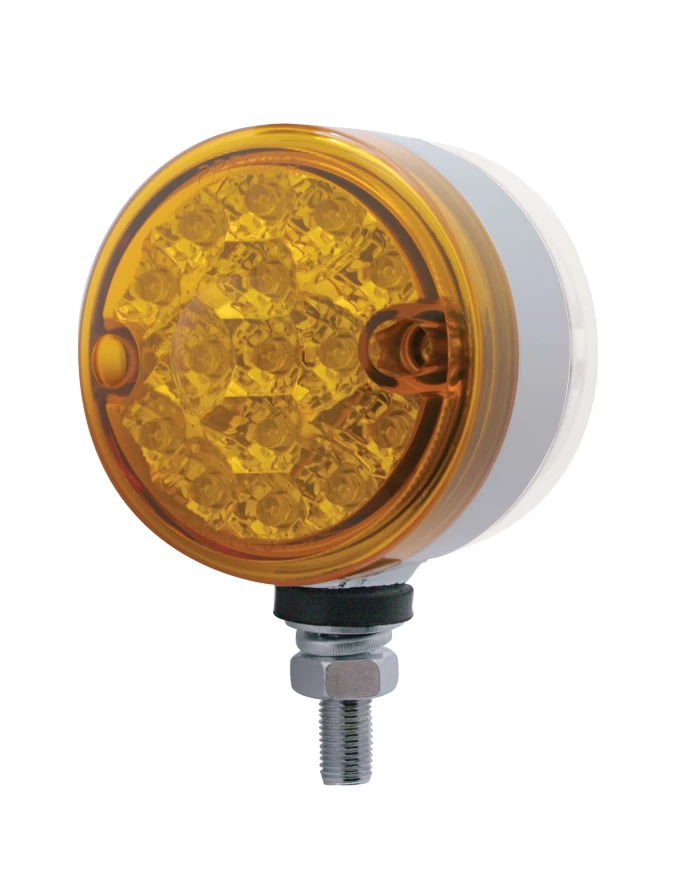 (CARD) 15 AMBER/15 RED LED 3" DUAL FUNCTION DOUBLE FACE REFLECTOR LIGHT - CLEAR/CLEAR LENS