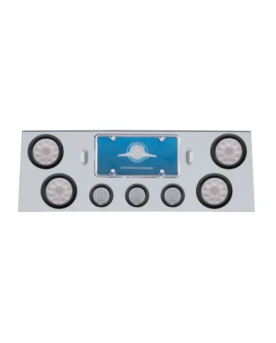UP34702-SS Rear Center Panel With 4X 10 LED 4" Lights & 3X 13 LED 2.5" Lights -Red LED/Clear Lens