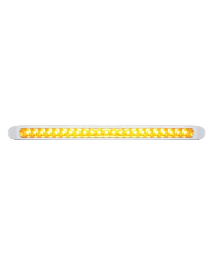 (CARD) 23 AMBER SMD LED 17 1/4" REFLECTOR LIGHT BAR WITH CHROME BEZEL - AMBER LENS