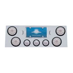 UP34703-SS Rear Center Panel With 4X 10 LED 4" Lights & 3X 13 LED 2.5" Beehive Lights -Red LED/Clear Lens