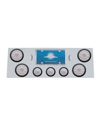 UP34703-SS Rear Center Panel With 4X 10 LED 4" Lights & 3X 13 LED 2.5" Beehive Lights -Red LED/Clear Lens