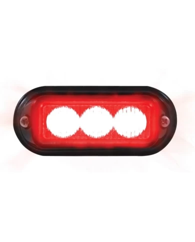 (BOX) 3 LED 12V/24V STROBE LIGHT WITH BLACK BEZEL - RED (BOX) 3 LED 12V/24V STROBE LIGHT WITH BLACK BEZEL - RED