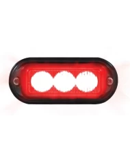 (BOX) 3 LED 12V/24V STROBE LIGHT WITH BLACK BEZEL - RED