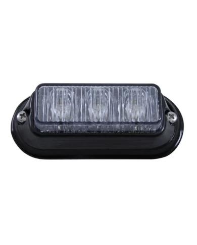 (BOX) 3 LED 12V/24V STROBE LIGHT WITH BLACK BEZEL - WHITE (BOX) 3 LED 12V/24V STROBE LIGHT WITH BLACK BEZEL - WHITE