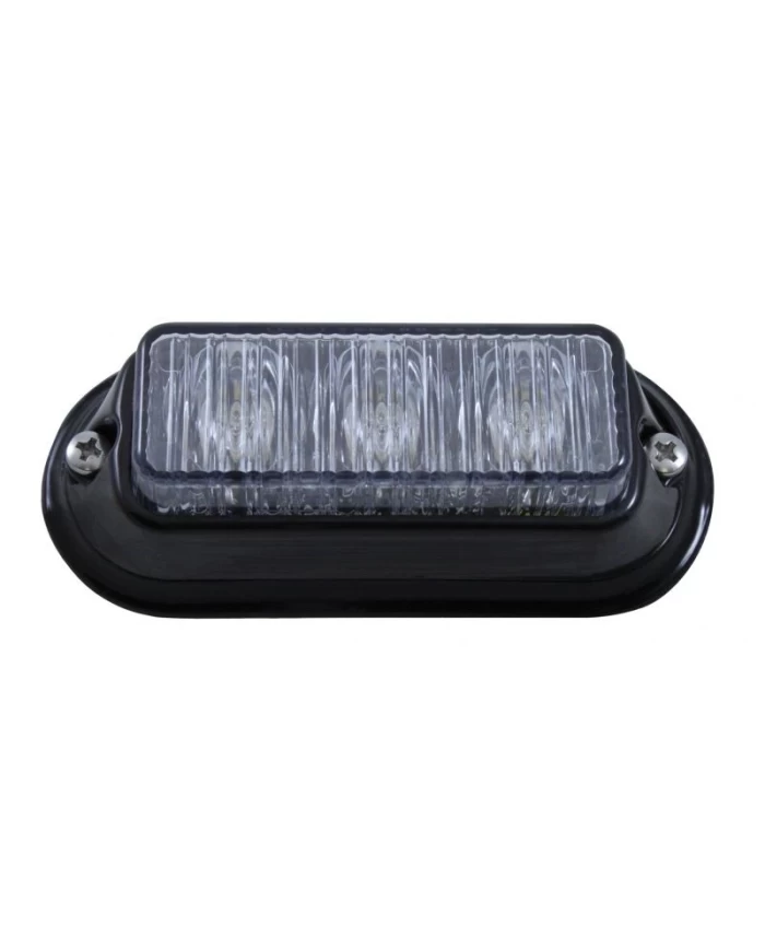 (BOX) 3 LED 12V/24V STROBE LIGHT WITH BLACK BEZEL - WHITE