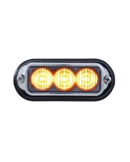 (BOX) 3 LED 12V/24V STROBE LIGHT WITH CHROME BEZEL - AMBER