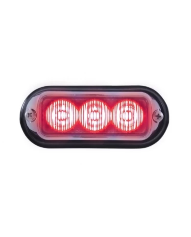 (BOX) 3 LED 12V/24V STROBE LIGHT WITH CHROME BEZEL - RED (BOX) 3 LED 12V/24V STROBE LIGHT WITH CHROME BEZEL - RED