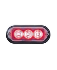 (BOX) 3 LED 12V/24V STROBE LIGHT WITH CHROME BEZEL - RED