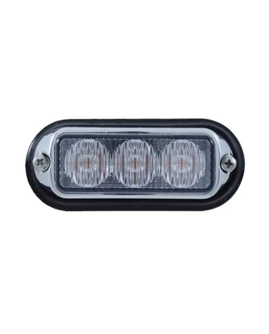 (BOX) 3 LED 12V/24V STROBE LIGHT WITH CHROME BEZEL - WHITE (BOX) 3 LED 12V/24V STROBE LIGHT WITH CHROME BEZEL - WHITE