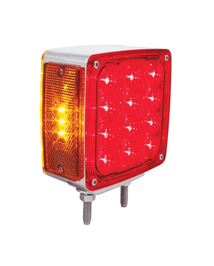 (CARD) 12+3 AMBER /12 RED LED DOUBLE STUD SQUARE DOUBLE FACE TURN SIGNAL LIGHT - DRIVER (CARD) 12+3 AMBER /12 RED LED DOUBLE STUD SQUARE DOUBLE FACE TURN SIGNAL LIGHT - DRIVER