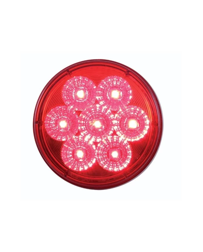 (CARD) 7 RED LED 4" S/T/T 12V/24V LIGHT - RED LENS