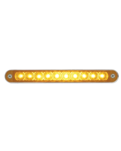 (CARD) 10 AMBER LED 6 1/2" LIGHT BAR WITH CHROME BEZEL - AMBER LENS (CARD) 10 AMBER LED 6 1/2" LIGHT BAR WITH CHROME BEZEL - AMBER LENS