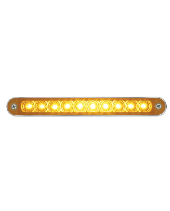 (CARD) 10 AMBER LED 6 1/2" LIGHT BAR WITH CHROME BEZEL - AMBER LENS (CARD) 10 AMBER LED 6 1/2" LIGHT BAR WITH CHROME BEZEL - AMBER LENS