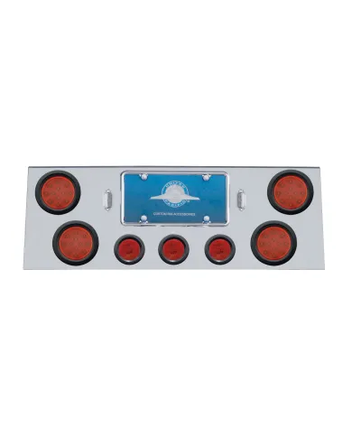 UP34704-SS Rear Center Panel With 4X 12 LED 4" Reflector Lights & 3X 13 LED 2.5" Lights -Red LED & Lens