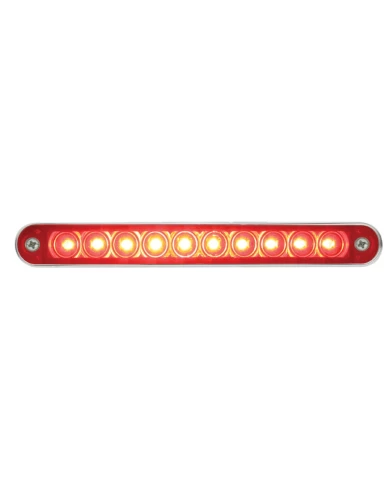 (CARD) 10 RED LED 6 1/2" LIGHT BAR WITH CHROME BEZEL - RED LENS (CARD) 10 RED LED 6 1/2" LIGHT BAR WITH CHROME BEZEL - RED LENS
