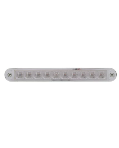 (CARD) 10 AMBER LED 6 1/2" LIGHT BAR WITH CHROME BEZEL - CLEAR LENS (CARD) 10 AMBER LED 6 1/2" LIGHT BAR WITH CHROME BEZEL - CLEAR LENS