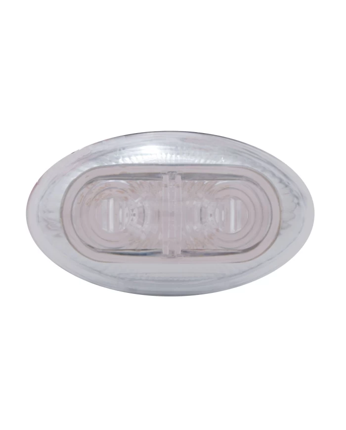 (BULK) 2 RED LED OVAL CLEARANCE/MARKER LIGHT - CLEAR LENS