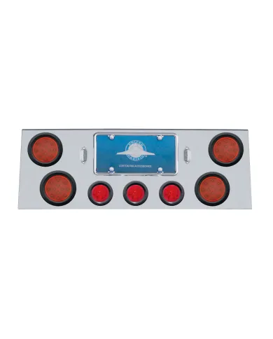 UP34705-SS Rear Center Panel With 4X 12 LED 4" Reflector Light & 3X 13 LED 2.5" Beehive Light -Red LED & Lens