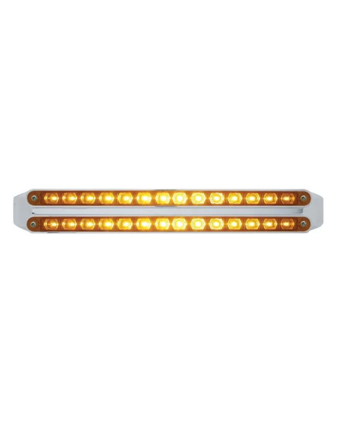 (CARD) CHROME 14 AMBER/14 AMBER LED 12" P/T/C LIGHT BAR - AMBER/AMBER LENS (CARD) CHROME 14 AMBER/14 AMBER LED 12" P/T/C LIGHT BAR - AMBER/AMBER LENS