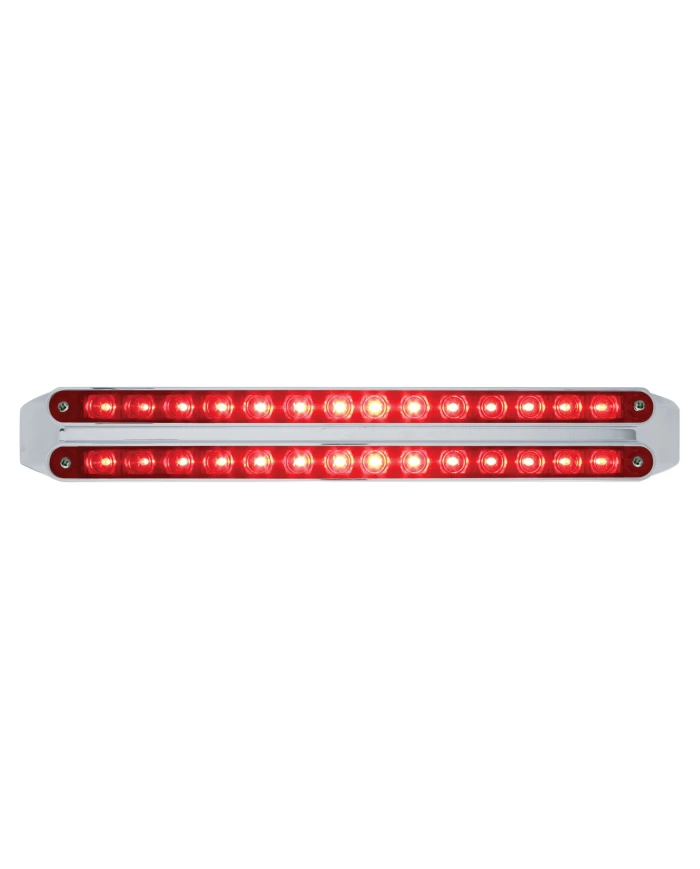 (CARD) CHROME 14 RED/14 RED LED 12" P/T/C LIGHT BAR - RED/RED LENS (CARD) CHROME 14 RED/14 RED LED 12" P/T/C LIGHT BAR - RED/RED LENS