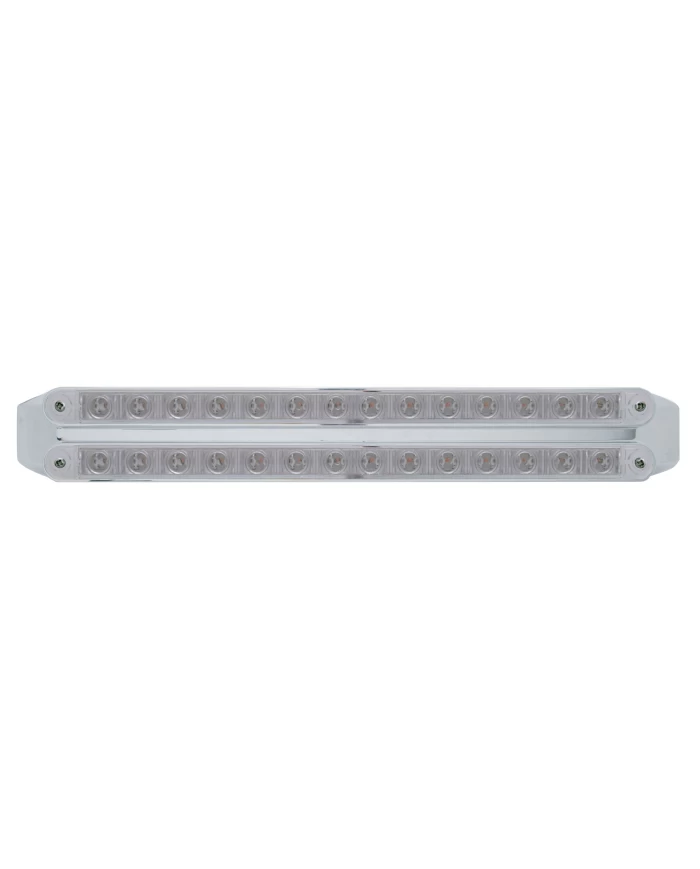 (CARD) CHROME 14 AMBER/14 AMBER LED 12" P/T/C LIGHT BAR - CLEAR/CLEAR LENS (CARD) CHROME 14 AMBER/14 AMBER LED 12" P/T/C LIGHT BAR - CLEAR/CLEAR LENS