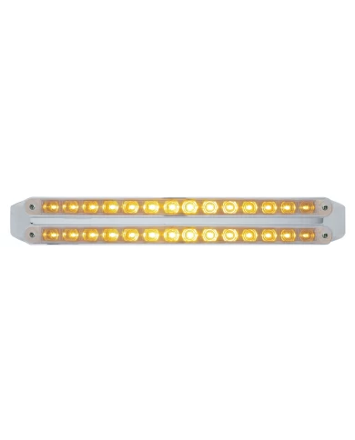 (CARD) CHROME 14 AMBER/14 AMBER LED 12" P/T/C LIGHT BAR - CLEAR/CLEAR LENS (CARD) CHROME 14 AMBER/14 AMBER LED 12" P/T/C LIGHT BAR - CLEAR/CLEAR LENS