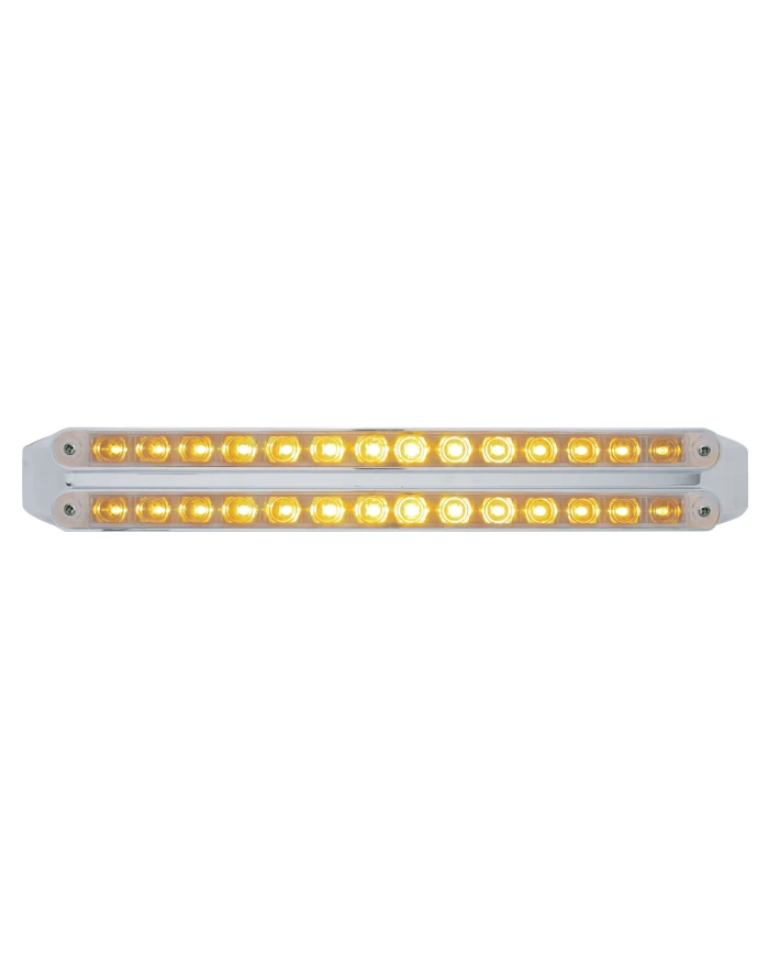 (CARD) CHROME 14 AMBER/14 AMBER LED 12" P/T/C LIGHT BAR - CLEAR/CLEAR LENS (CARD) CHROME 14 AMBER/14 AMBER LED 12" P/T/C LIGHT BAR - CLEAR/CLEAR LENS