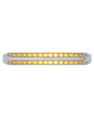 (CARD) CHROME 14 AMBER/14 AMBER LED 12" P/T/C LIGHT BAR - CLEAR/CLEAR LENS (CARD) CHROME 14 AMBER/14 AMBER LED 12" P/T/C LIGHT BAR - CLEAR/CLEAR LENS