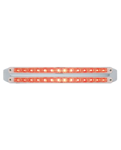 (CARD) CHROME 14 RED/14 RED LED 12" P/T/C LIGHT BAR - CLEAR/CLEAR LENS (CARD) CHROME 14 RED/14 RED LED 12" P/T/C LIGHT BAR - CLEAR/CLEAR LENS
