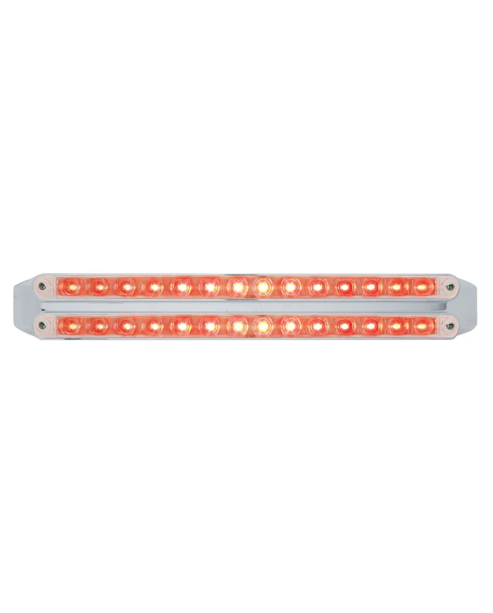 (CARD) CHROME 14 RED/14 RED LED 12" P/T/C LIGHT BAR - CLEAR/CLEAR LENS