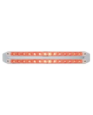 (CARD) CHROME 14 RED/14 RED LED 12" P/T/C LIGHT BAR - CLEAR/CLEAR LENS