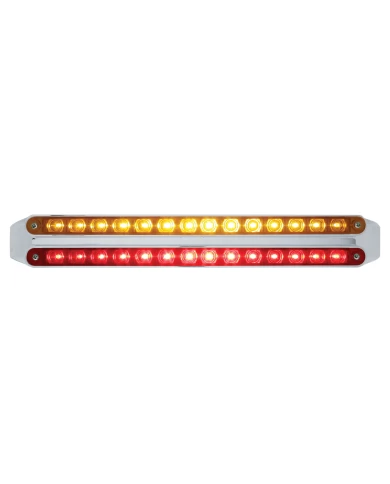 (CARD) CHROME 14 AMBER/14 RED LED 12" P/T/C LIGHT BAR - AMBER/RED LENS (CARD) CHROME 14 AMBER/14 RED LED 12" P/T/C LIGHT BAR - AMBER/RED LENS